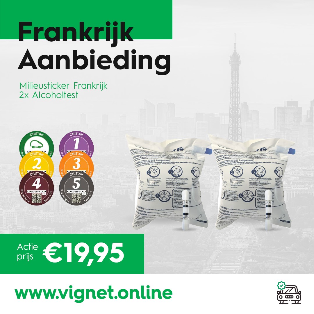 Milieusticker Frankrijk + 2x Alcoholtest